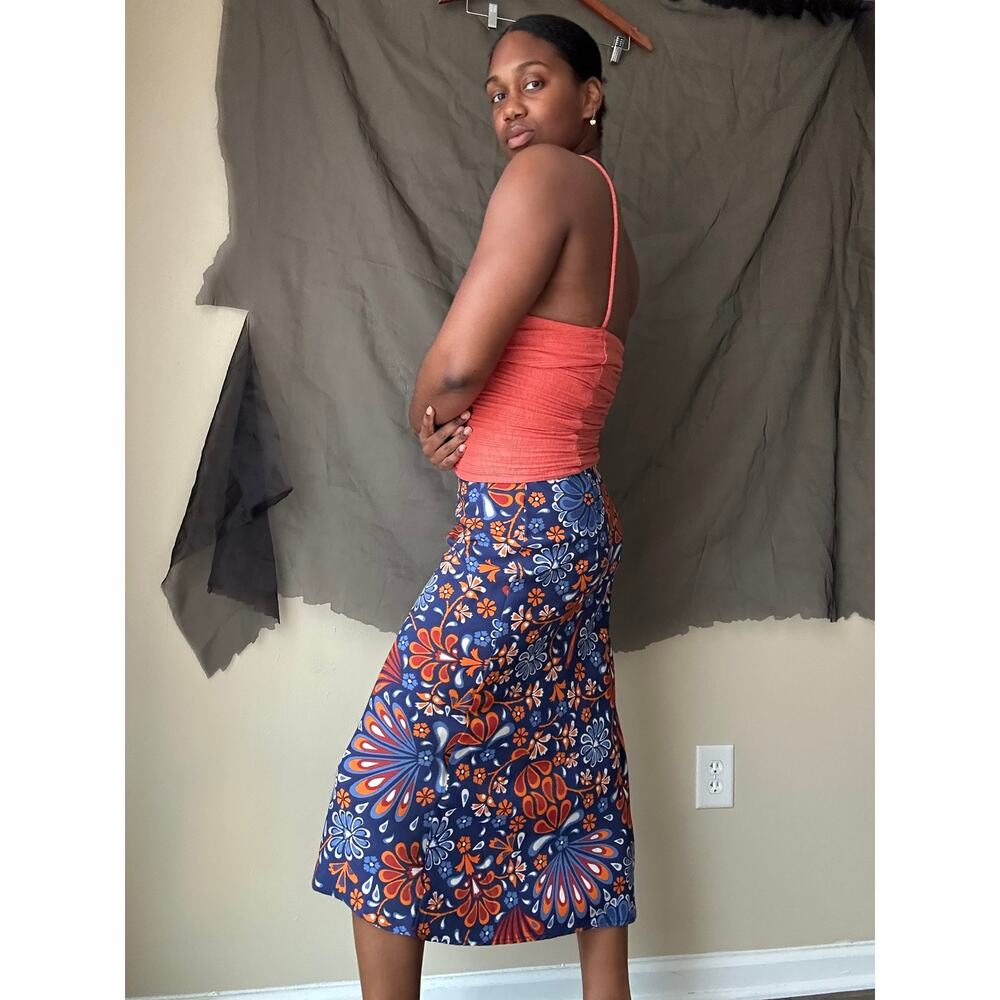 Sigrid Olsen Retro Floral Midi Slip Skirt Size Small